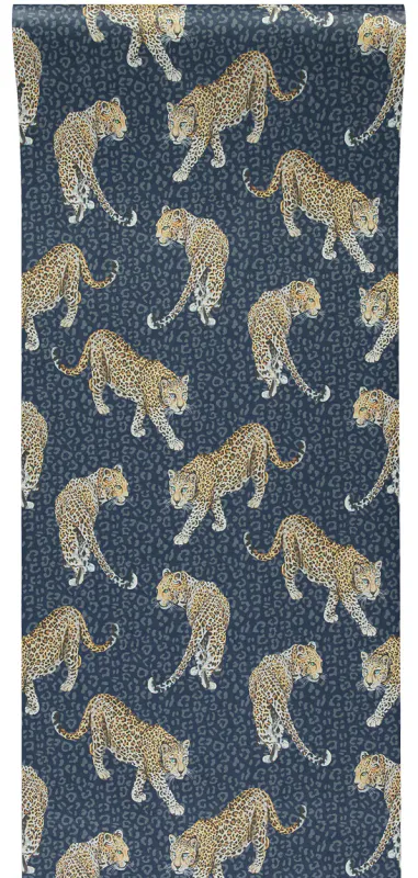 Leopard tapet blå