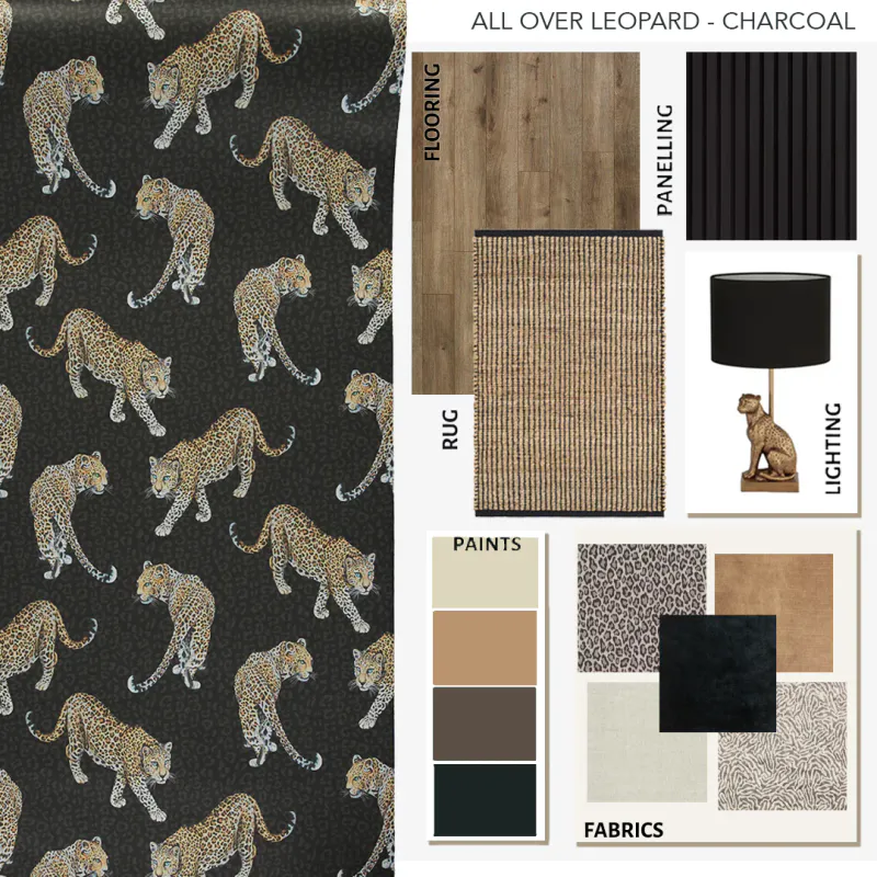 Leopard tapet charcoal/grå