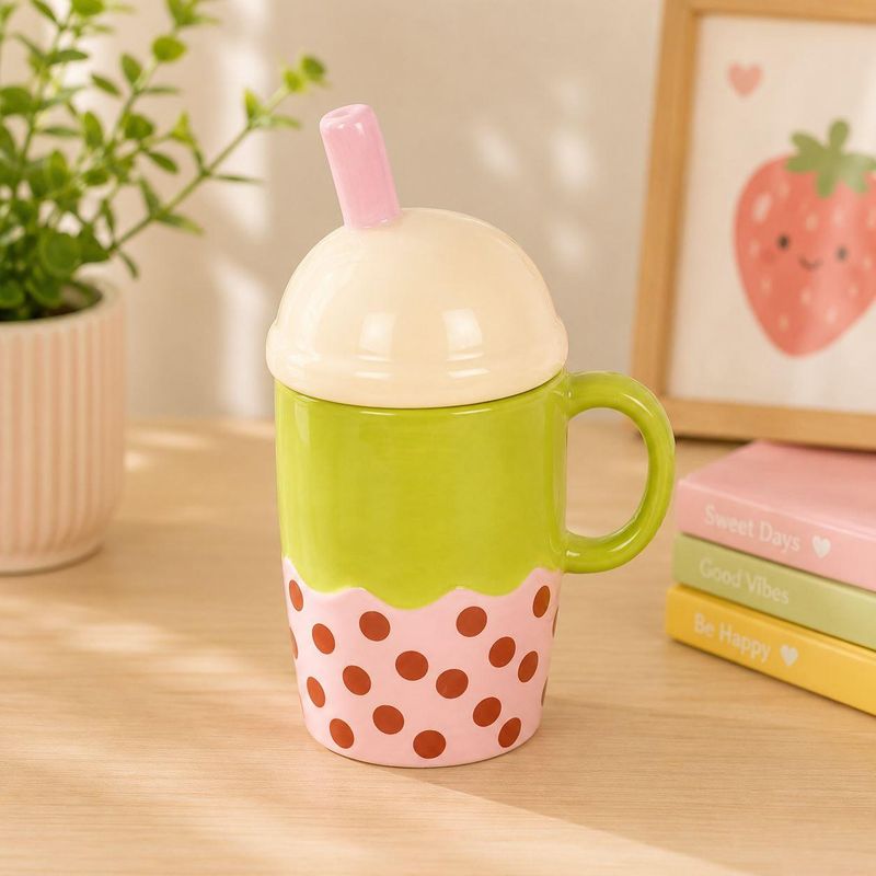 Kawaii Bubble Tea Krus med Lokk