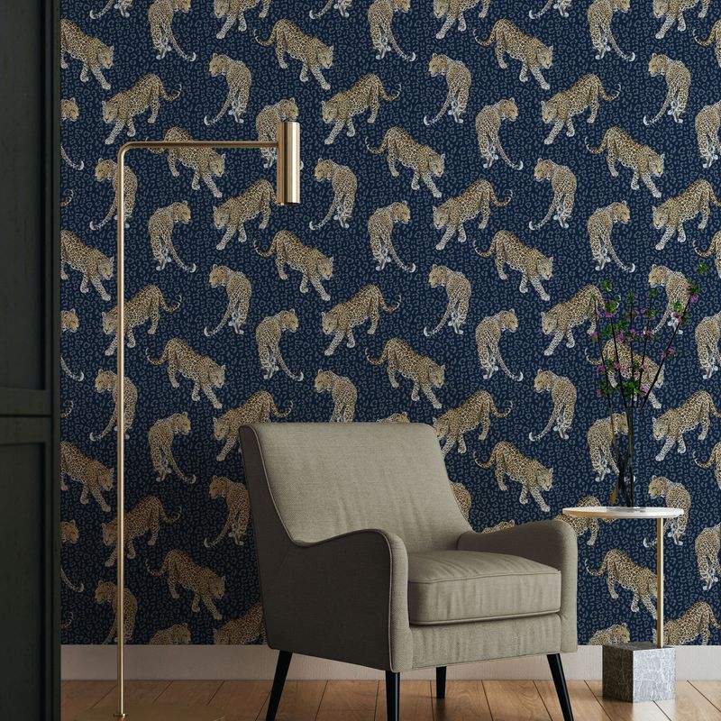 Leopard tapet blå