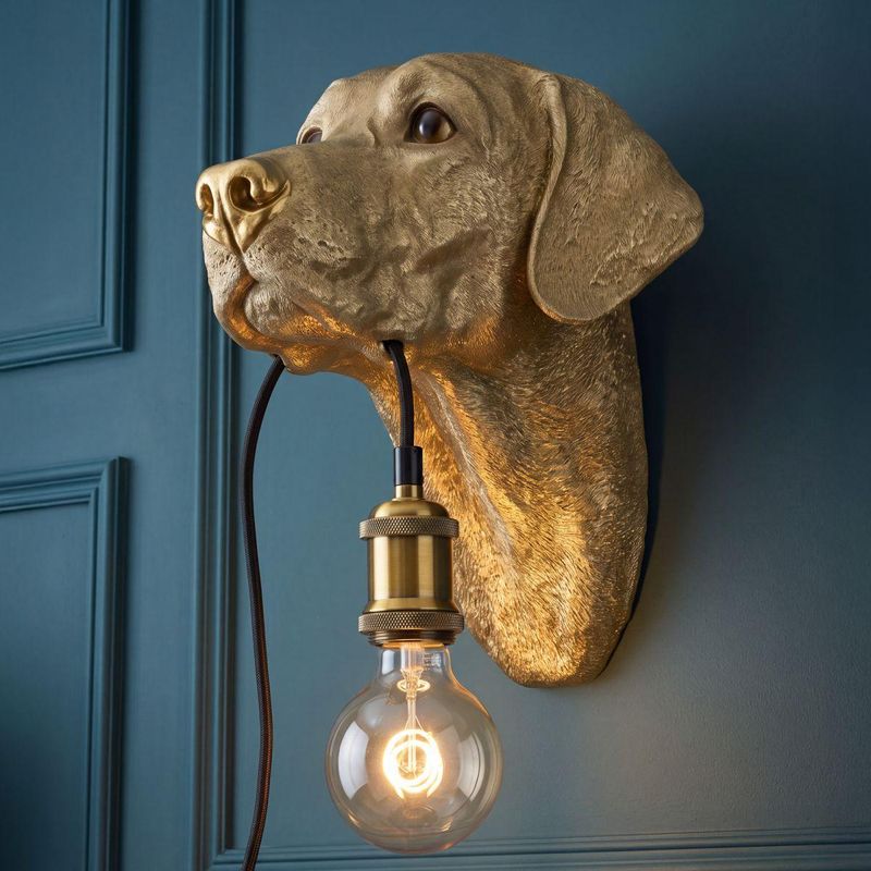 Lucky Labrador vegglampe gold Werns