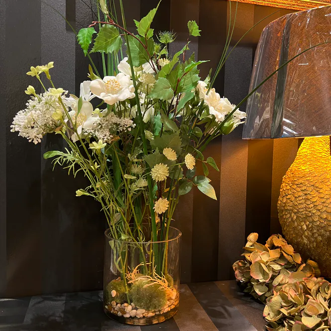 Hovedbilde Kunstige blomster bukett Mixed Rose i glass