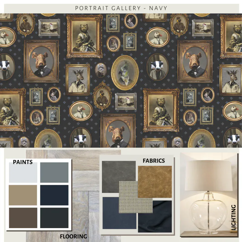 Portrait Gallery tapet navy