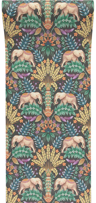 Exotic Elephant tapet charcoal/grå