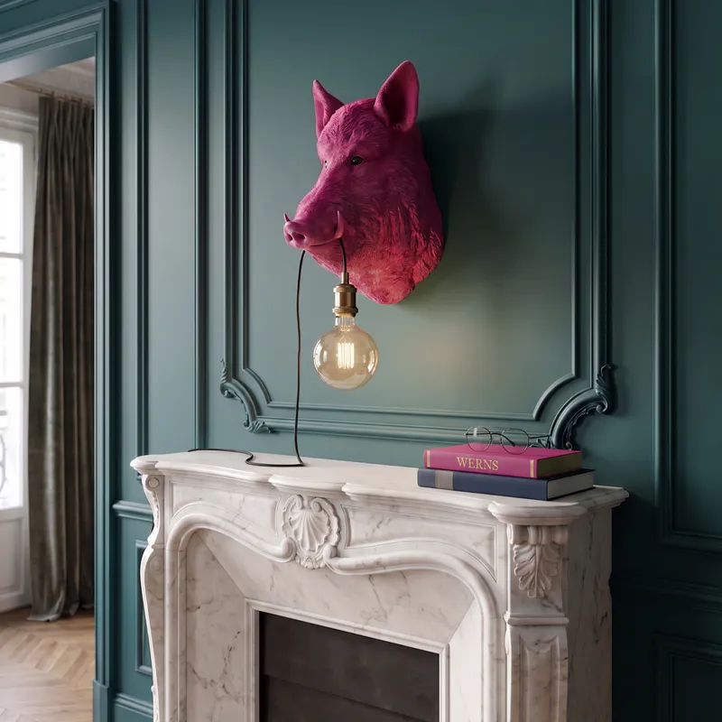 Willy villsvin vegglampe magenta rosa Werns