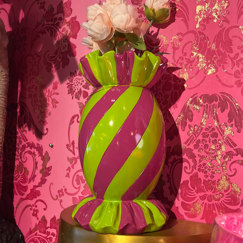 Striped candy vase