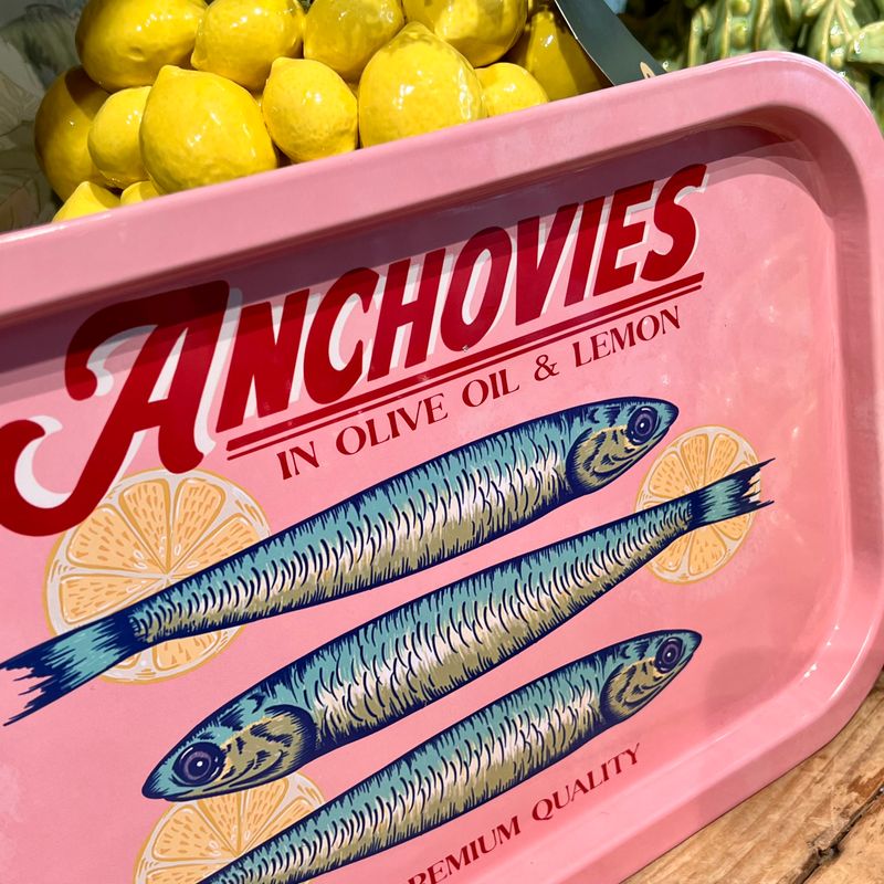 Anchovies Tin serveringsbrett pink