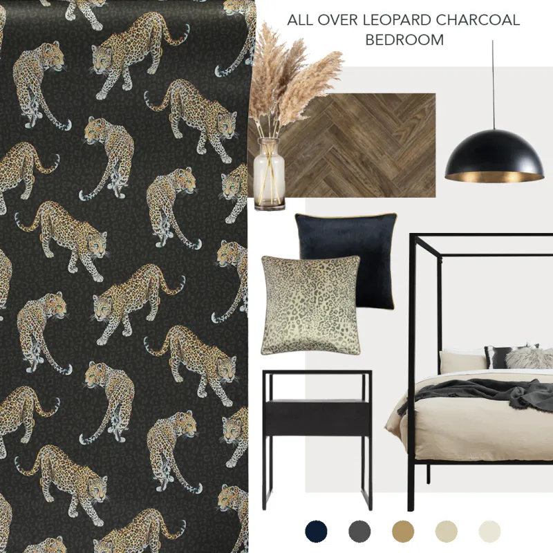 Leopard tapet charcoal/grå