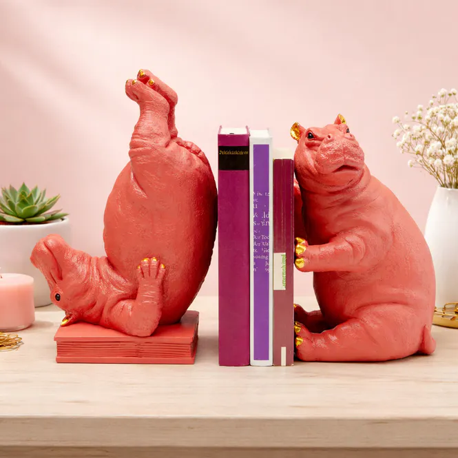 Hovedbilde Bokstøtter Hippo pink flodhester