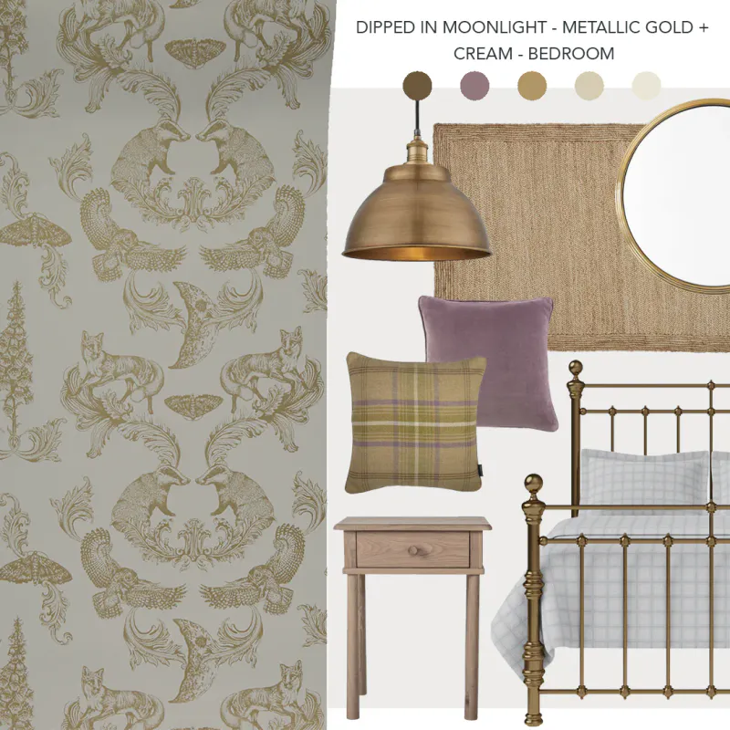 Dipped in Moonlight tapet metallic gold og cream