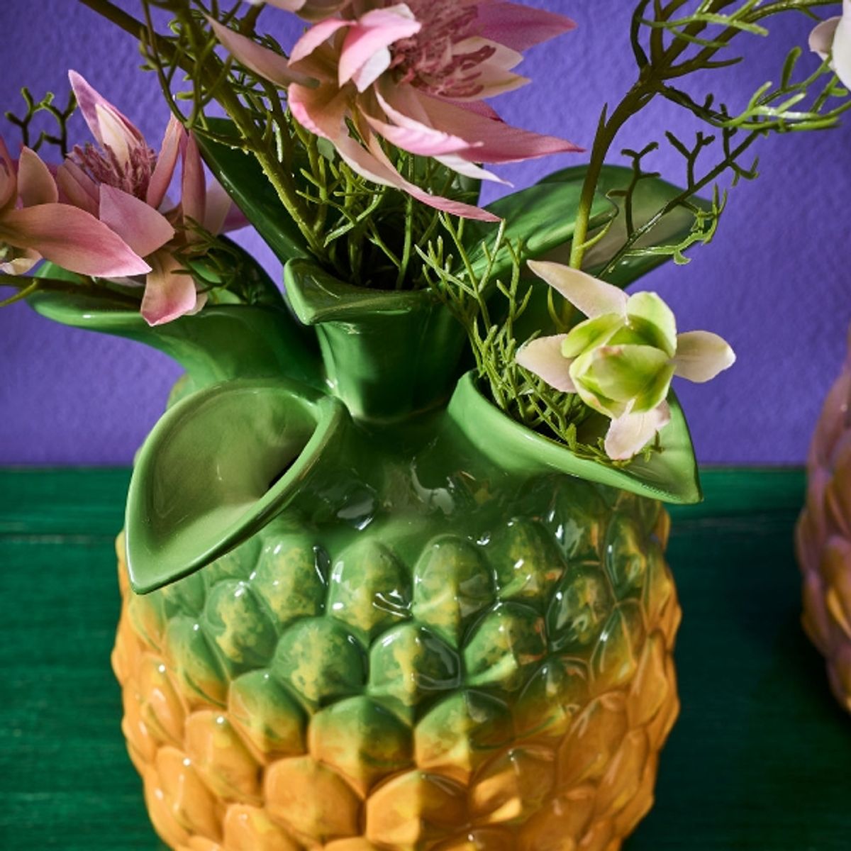 Vase Funky Pineapple grønn - gul, 27cm