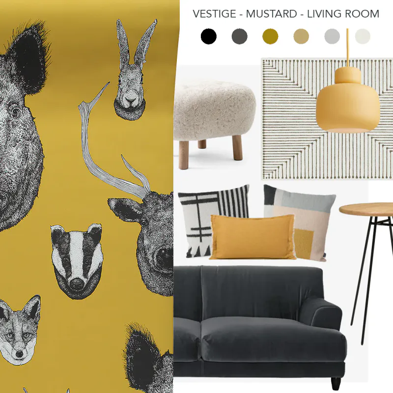 Vestige tapet mustard/gul