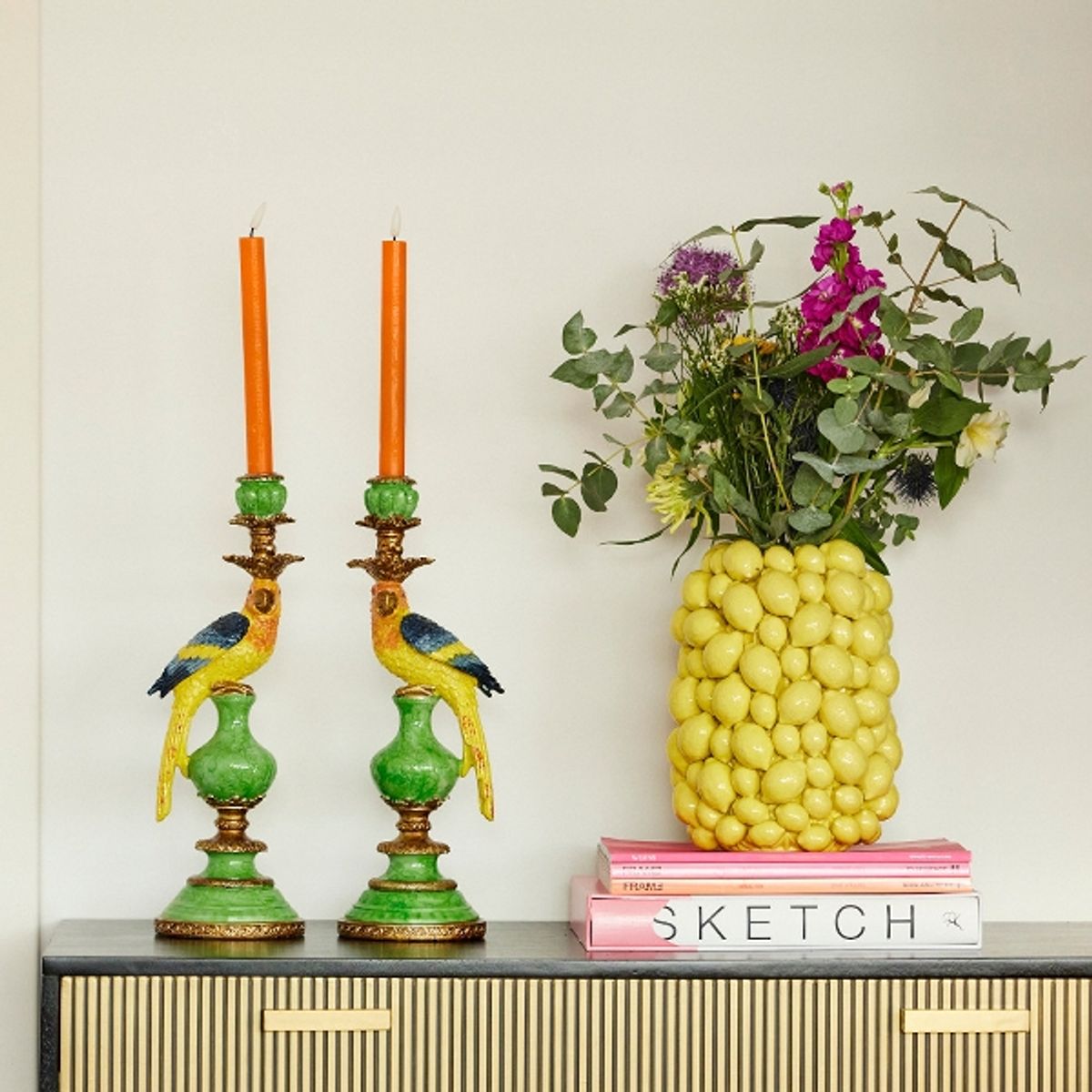 Parrots lysestaker Yellow, sett med 2