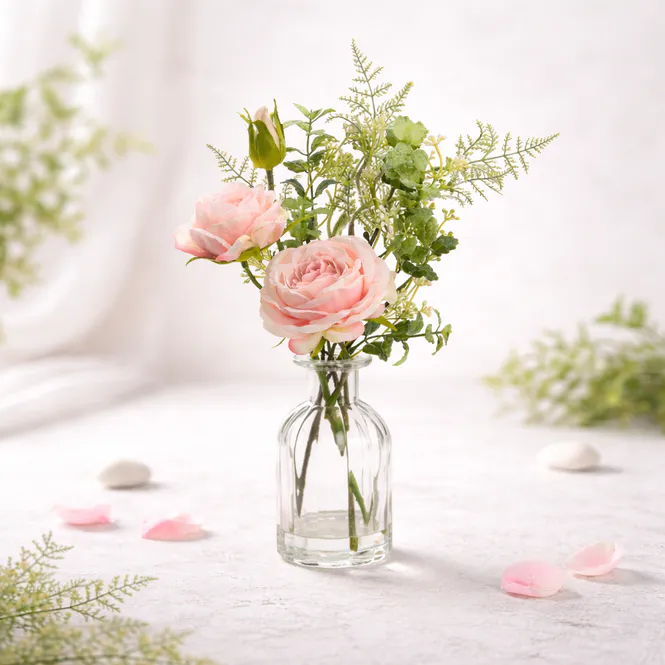 Hovedbilde Kunstige blomster bukett med gel Lea Rosa