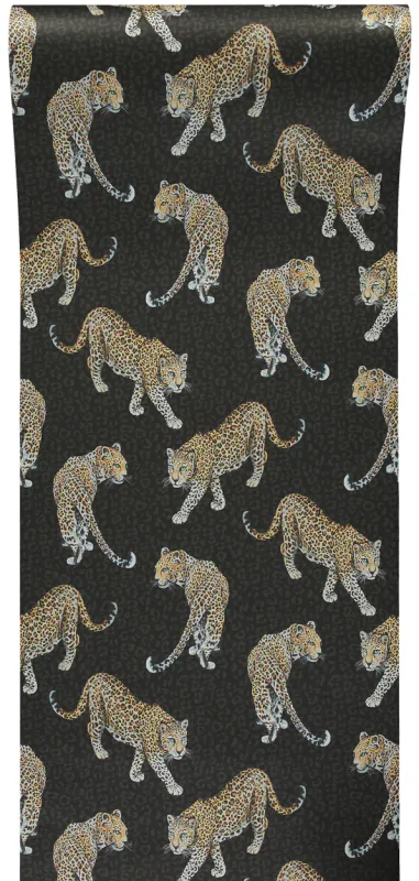 Leopard tapet charcoal/grå